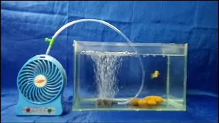 How to make oxygen feed fish using small fan / free energy air pump