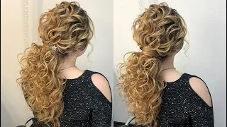 Ponytail Evening Hair Style. Coadă din bucle haotice. Низкий Хвост.  #hairstyle