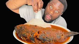 ASMR EXTREME SPICY PEPPER SOUP WITH BIG TILAPIA FISH AND FUFU MUKBANG AFRICAN NIGERIAN FOOD