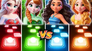 FROZEN ELSA | ANNA | MOANA | TANGLED IN DIFFERENT DRESSES - TILES HOP!