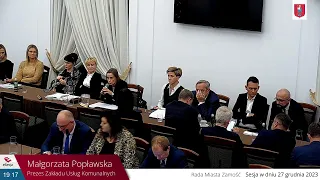 LXIX Sesja Rady Miasta Zamość w dniu 27 grudnia 2023, godz. 13:00, Sala Consulatus