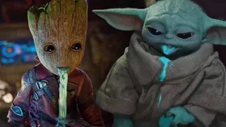 Baby Yoda vs Baby Groot puking. Who did it better?
