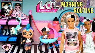 LOL Family  School Morning Routine in NEW LOL Surprise Dollhouse - Barbie Pretend Play