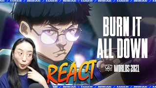 My REACTION to Worlds 2021 Theme: "Burn It All Down" (ft. PVRIS) | League of Legends