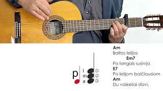 V. Kernagis - Baltos lelijos - Ritmas - Akordai 🎸 Gitaros pamokos. Mokomės groti gitara!