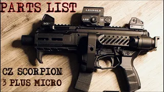 PARTS LIST!!! CZ SCORPION 3 PLUS MICRO