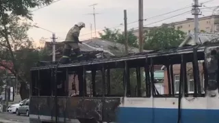 В Новочеркасске сгорел трамвай