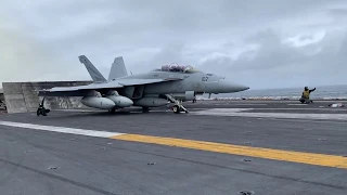 Watching an F 18 launch off the USS Theodore Roosevelt is remarkable  Feeling.