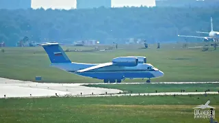 Airbus sat on the tail of the An-72. Cheburashka plane landing with double reverse at Sheremetyevo