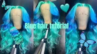 HOW TO: OMBRE WIG TUTORIAL| BLUE AND MINT COLOR