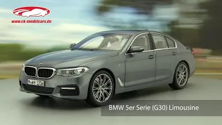 ck-modelcars-video: BMW 5er Serie (G30) Limousine Baujahr 2017 blaugrau metallic Kyosho
