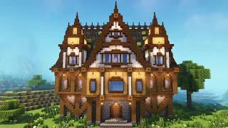 Minecraft | How to build a Big Medieval Library + Interior | Minecraft Tutorial