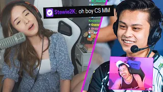 Stewie2K Joins Pokimane's Stream & She Asks Him to Play CSGO... (ft. Greekgodx)