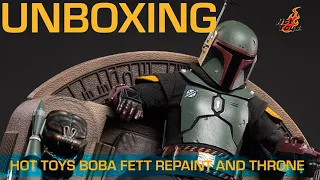 Unboxing Hot Toys Star Wars The Mandalorian Boba Fett and Throne Sixth Scale Collectible Set