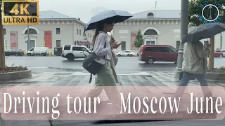 Driving tour Moscow // Rain // City and Car Noise // ASMR // 4k