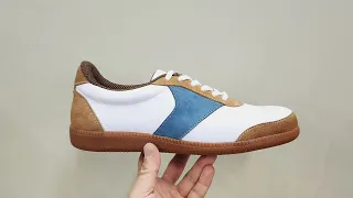 Video showing the process of making retro sneakers shoes