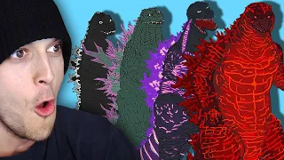 Reacting to the EVOLUTION of GODZILLA!!