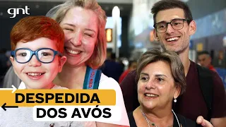 Avós se emocionam com a partida dos netos para Bélgica 🛫  | Chegadas e Partidas | GNT