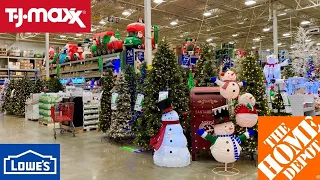 TJ MAXX LOWE'S HOME DEPOT CHRISTMAS DECORATIONS TREES DECOR SHOP WITH ME SHOPPING STORE WALK THROUGH
