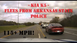 New Kia K5 eludes Arkansas State Police at 115+ MPH by driving reckless through traffic #pursuit