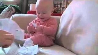 Baby Laughing Hysterically at Ripping Paper