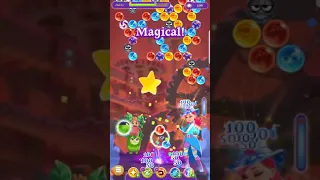 Bubble Witch 3 saga Level 2349 ~ no boosters, no cats, blue hat plus yellow magic hat at the top