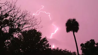 Strong Florida Thunderstorm with Close Lightning Strikes and Heavy Rain - July 20, 2021