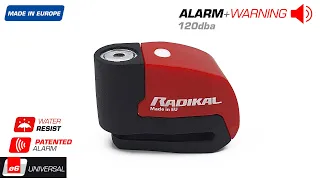 RADIKAL RK6 Motorcycle Lock Anti-theft Alarm Bike Disc Scooter Piton Signal 120 dB LED 6mm Shaft