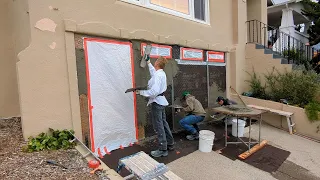 How to stucco or cement plaster a wall fast.