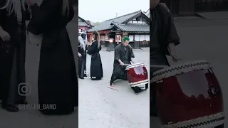 Shuji playing Taiko drum.