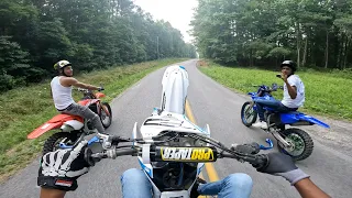 Rippin a CRF150r through muddy woods and street ride!