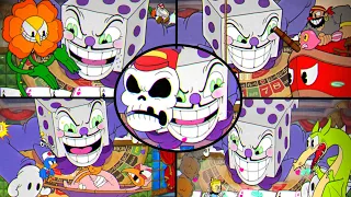 Cuphead + DLC - All Bosses With King Dice (Team Co-op Fights)