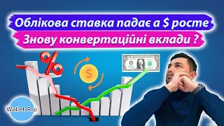 НБУ знижує облікову ставку а долар США зростає. Вплив на депозити, кредити та конвертаційні вклади