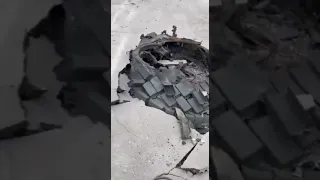 Ukraine War: An brutally destroyed Russian T 72 turret buried in asphalt