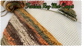 Making mats, rugs and runners with Tunisian knitting technique /Tunus işi örgü paspas yapımı