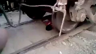 Indian man hit by a train and survives. amazing. Graphics.