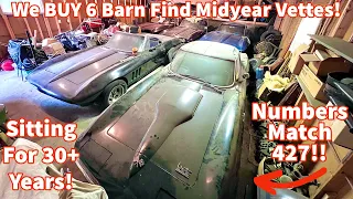 We  BUY 6 Mid Year CORVETTES! Barn Find C2 Vettes, Off The Road For Many Years! 427 327 & More!
