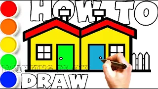 HOW TO DRAW A SIMPLE HOUSE | A semi-detached house | Drawing for Kids