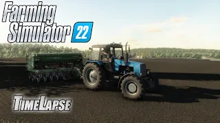 Farming Simulator 22 // Timelapse / Карта Сосновка / Посевная // МТЗ-1221, Т-150К, John Deere 8345R