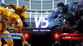 Spider-Man & Venom (Yellow)  vs Hulk & Venom (Black) (Hardest AI) Marvel vs Capcom : Infinite