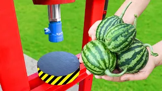 EXPERIMENT HYDRAULIC PRESS VS MINI WATERMELON