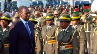 🔥From Tanzania to Zimbabwe - President Ruto inspects guard of honor in Bulawayo Airport