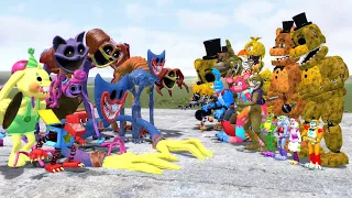 ALL POPPY PLAYTIME CHAPTER 3-1 CHARACTERS VS ALL FNAF 1-10 ANIMATRONICS In Garry's Mod!