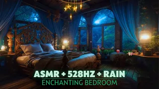 ✨ ENCHANTING Bedroom 💤 ASMR Rain and Thunder Sounds + 528Hz Sleep Music | Cozy Fantasy Bedroom