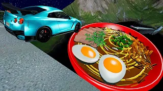 Open Bridge Crashes over Bowl With Ramen Noodles - BeamNG.drive