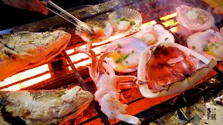 Amazing Thailand Street Food at Jodd Fairs Night Market | Live Squid Shots