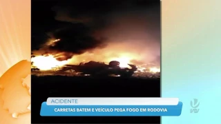 Acidente entre carretas interdita pista da Rodovia dos Bandeirantes