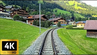 4K Train Driver view - Montreux to Montbovon - Goldenpass Panoramic MOB Train Switzerland | Cab ride
