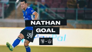 GOAL: NATHAN HEADS IT INTO THE BACK OF THE NET