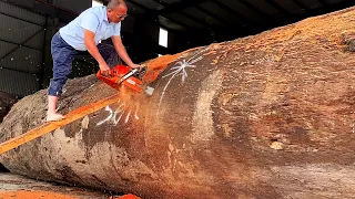 Largest Woodworking Factory In Operation // Monolithic Table Top Sawing Project